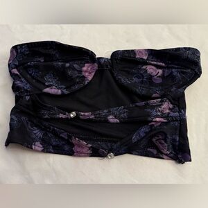 Black and Purple Floral Bustier